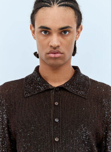 Sequin Polo Top Gucci Sequin Polo Top Brown guc0158005