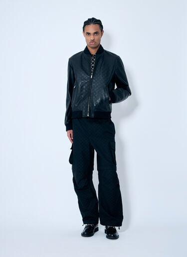 Embossed GG Leather Bomber Jacket Gucci Embossed GG Leather Bomber Jacket Black guc0159053