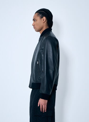 Embossed GG Leather Bomber Jacket Gucci Embossed GG Leather Bomber Jacket Black guc0159053