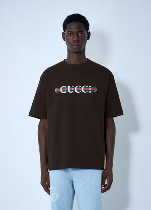 Gucci Logo Motif T-Shirt Brown guc0161020