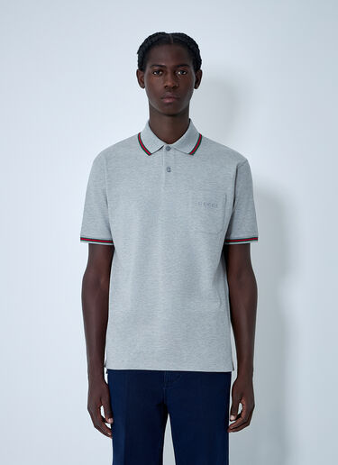 Gucci Logo Motif Polo Shirt Grey guc0161024