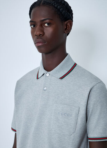 Gucci Logo Motif Polo Shirt Grey guc0161024