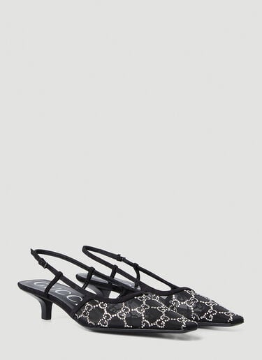 Crystal GG Slingback Kitten Heels Gucci Crystal GG Slingback Kitten Heels Black guc0250102