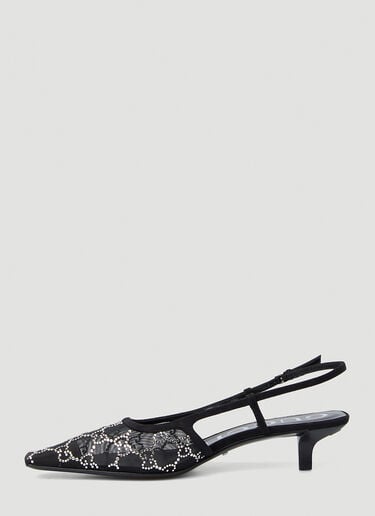 Gucci Crystal GG Slingback Kitten Heels Black guc0250102