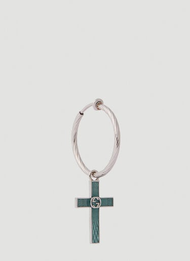싱글 크로스 후프 이어링 Gucci 싱글 크로스 후프 이어링 실버 guc0252001