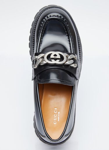 互扣字母 G 链条皮革乐福鞋 Gucci 互扣字母 G 链条皮革乐福鞋 黑色 guc0253097