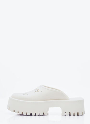 Gucci Perforated G Platform Mules White guc0253110