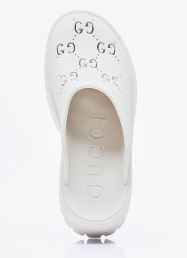 Gucci Perforated G Platform Mules White guc0253110
