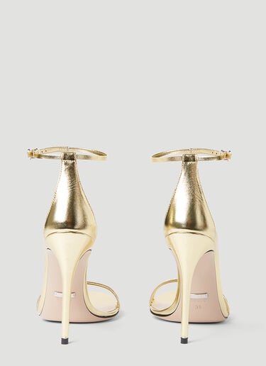 Metallic Leather Heeled Sandals Gucci Metallic Leather Heeled Sandals Gold guc0253115