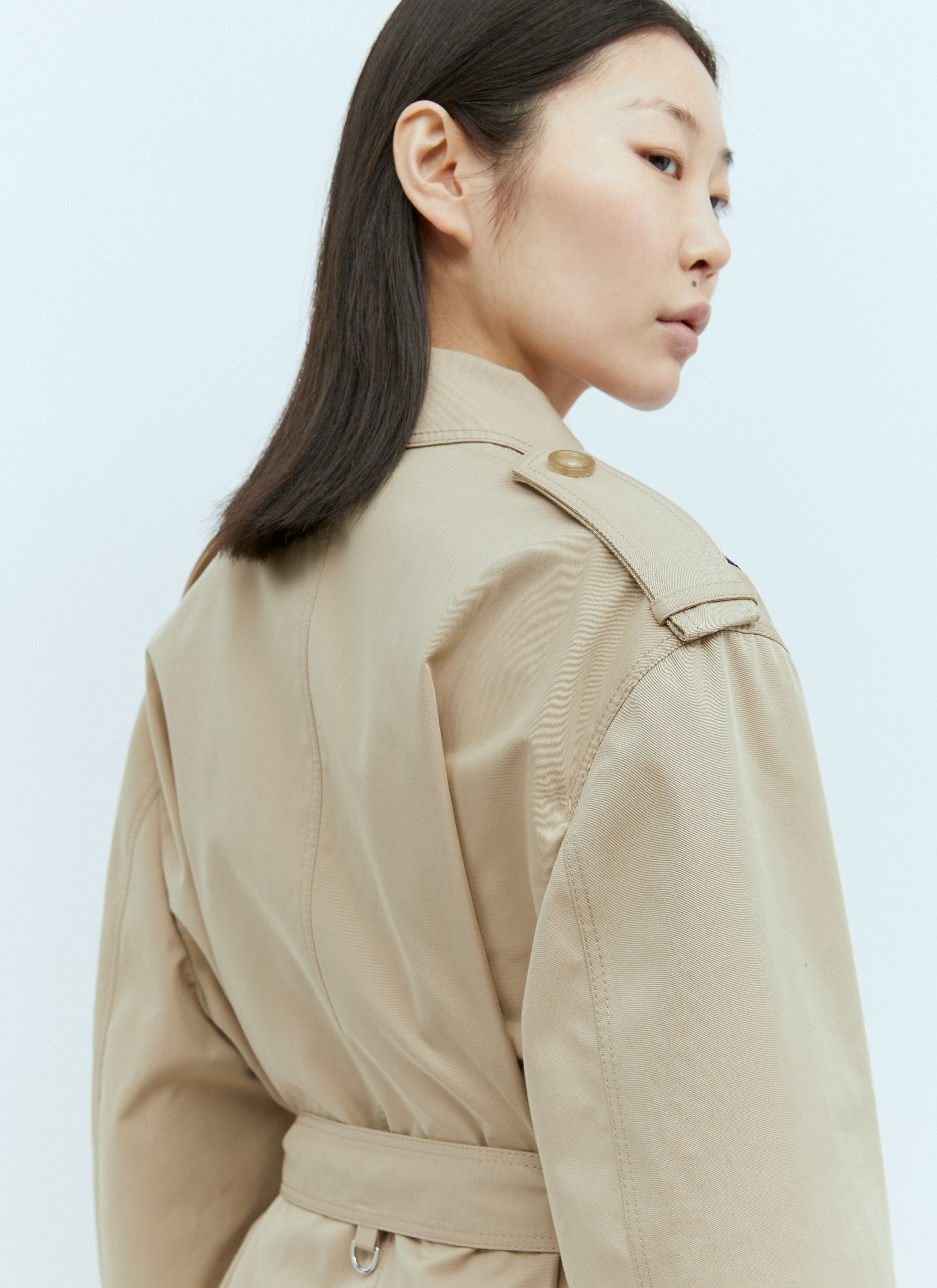 Gucci Women's' Gabardine Trench Coat With Web Stripe in