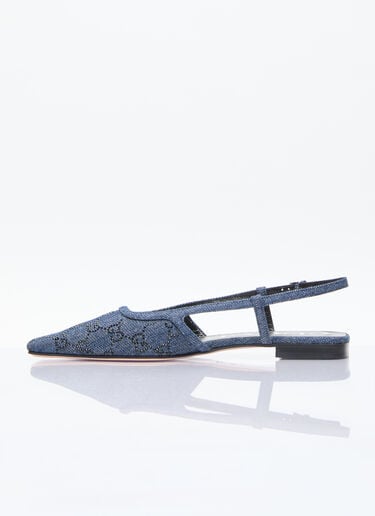GG Denim Slingback Flats Gucci GG Denim Slingback Flats Blue guc0255060