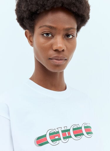 Logo Print T-Shirt Gucci Logo Print T-Shirt White guc0257007