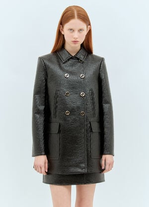 Gucci High-Shine Interlocking G Coat Black guc0257030