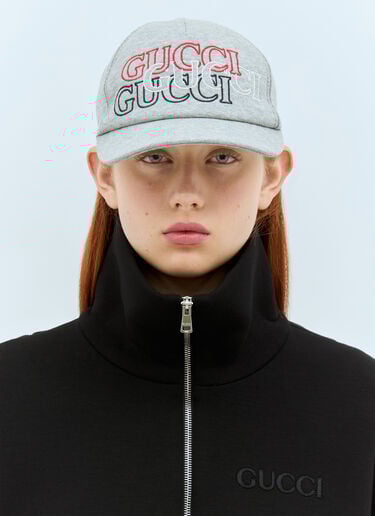 Logo Embroidery Baseball Cap Gucci Logo Embroidery Baseball Cap Grey guc0257069