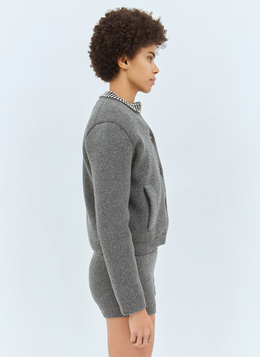 Gucci Padded Rib Wool Cardigan Grey guc0258006
