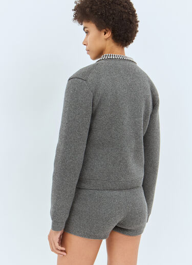 Padded Rib Wool Cardigan Gucci Padded Rib Wool Cardigan Grey guc0258006