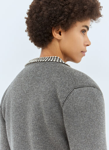 Gucci Padded Rib Wool Cardigan Grey guc0258006