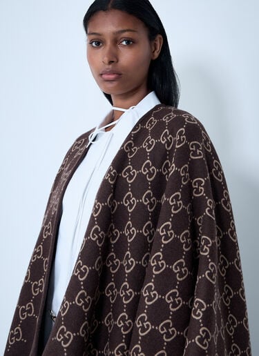 GG Wool Jacquard Cape Gucci GG Wool Jacquard Cape Brown guc0261042