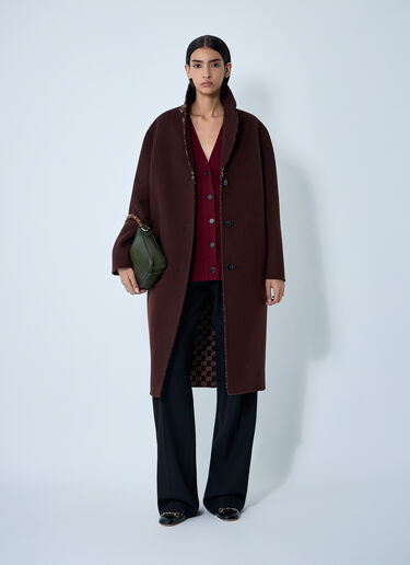 Gucci Reversible Long Wool Coat Burgundy guc0261098