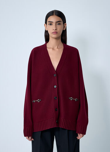 Logo Motif Cardigan Gucci Logo Motif Cardigan Burgundy guc0261112