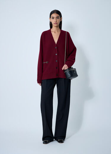 Logo Motif Cardigan Gucci Logo Motif Cardigan Burgundy guc0261112