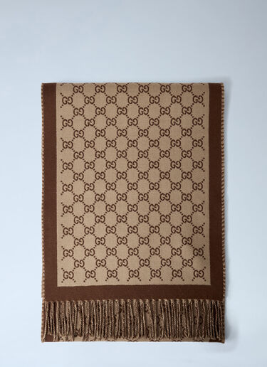 Gucci Logo Motf Wool Scarf Camel guc0261135