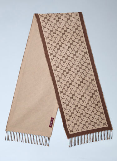 Gucci Logo Motf Wool Scarf Camel guc0261135