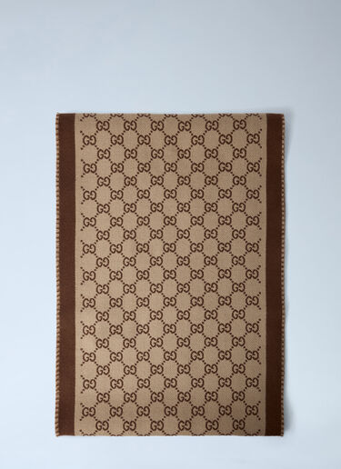 Gucci Logo Motf Wool Scarf Camel guc0261135