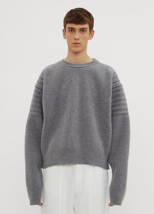 Hed Mayner Cropped Ribbed Knit Sweater Grey hdm0134003