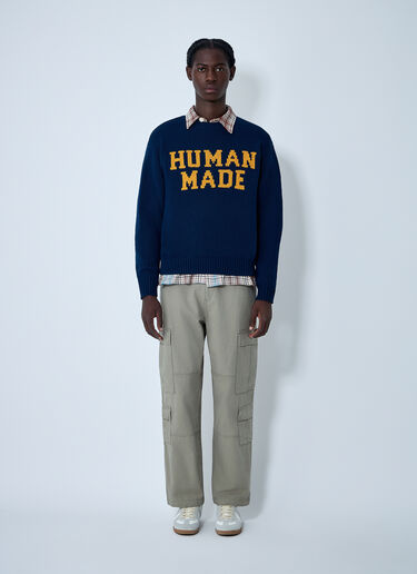 HUMAN MADE Logo Motif Cotton Sweater Navy hmd0161001