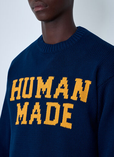 HUMAN MADE Logo Motif Cotton Sweater Navy hmd0161001