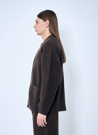 Homme Plissé Issey Miyake Rustic Knit Cardigan Brown hmp0159005