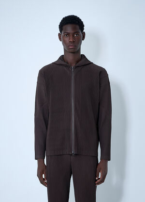 Homme Plissé Issey Miyake Pleated Hooded Jacket Brown hmp0161013