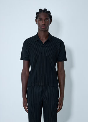 Homme Plissé Issey Miyake Pleated Polo Shirt Black hmp0162005