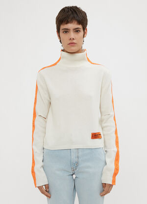 Heron Preston Cropped CTNMB Ribbed Turtle Neck Sweater White hrp0234009