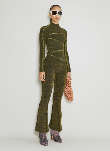 Tent Flared Knit Pants Isa Boulder Tent Flared Knit Pants Green isa0253007