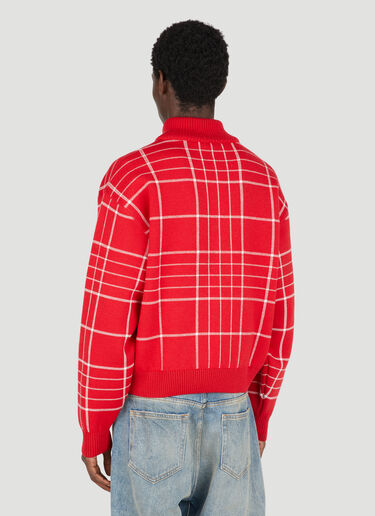 四分之一拉链格纹针织衫 Jacquemus 四分之一拉链格纹针织衫 红 jac0154009