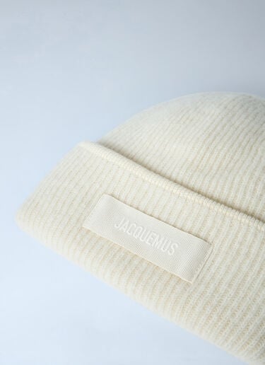 Logo Motif Beanie Hat Jacquemus Logo Motif Beanie Hat White jac0362001