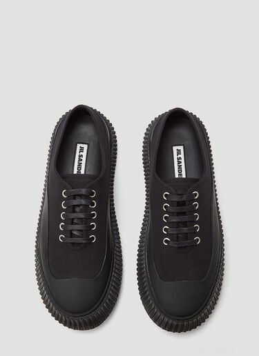 Jil Sander Ribbed-Sole Canvas Sneakers Black jil0243023