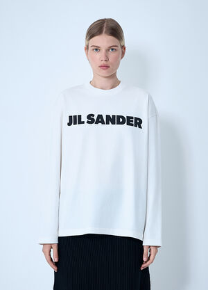 Jil Sander Logo Motif T-Shirt White jil0262007