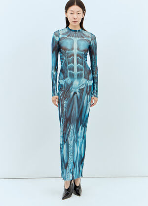 Jean Paul Gaultier Ecorche Mesh Maxi Dress Blue jpg0258009