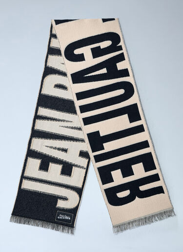 Jean Paul Gaultier Logo Motif Wool Scarf Black jpg0261014