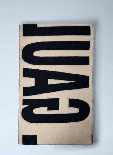 Jean Paul Gaultier Logo Motif Wool Scarf Black jpg0261014