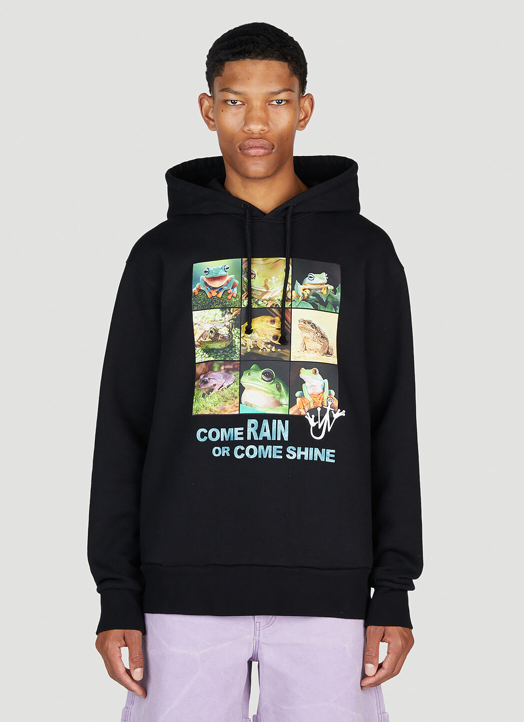 JW Anderson Men's' Frog Hooded Sweatshirt in Black | LN-CC®