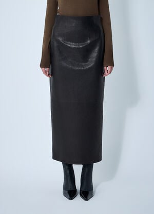 Khaite Loxley Leather Skirt Black kha0261009
