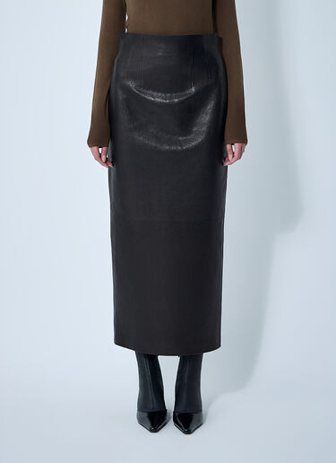 Khaite Loxley Leather Skirt Black kha0261009