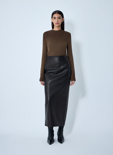 Khaite Loxley Leather Skirt Black kha0261009