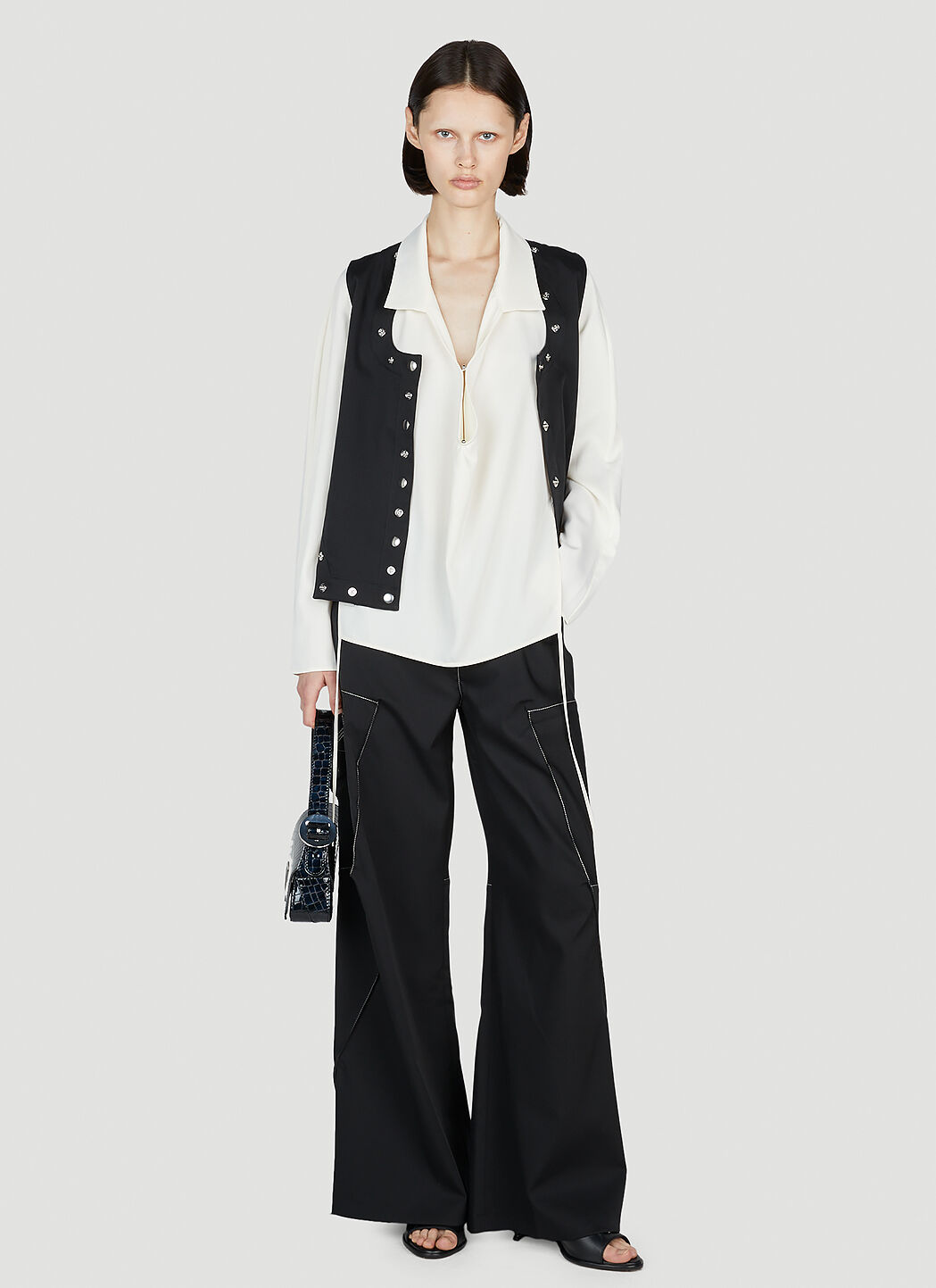 Kiko Kostadinov Women's' Angled Wide Leg Pants in Black | LN-CC® Kiko Kostadinov Women's' Angled Wide Leg Pants in Black | LN-CC®
