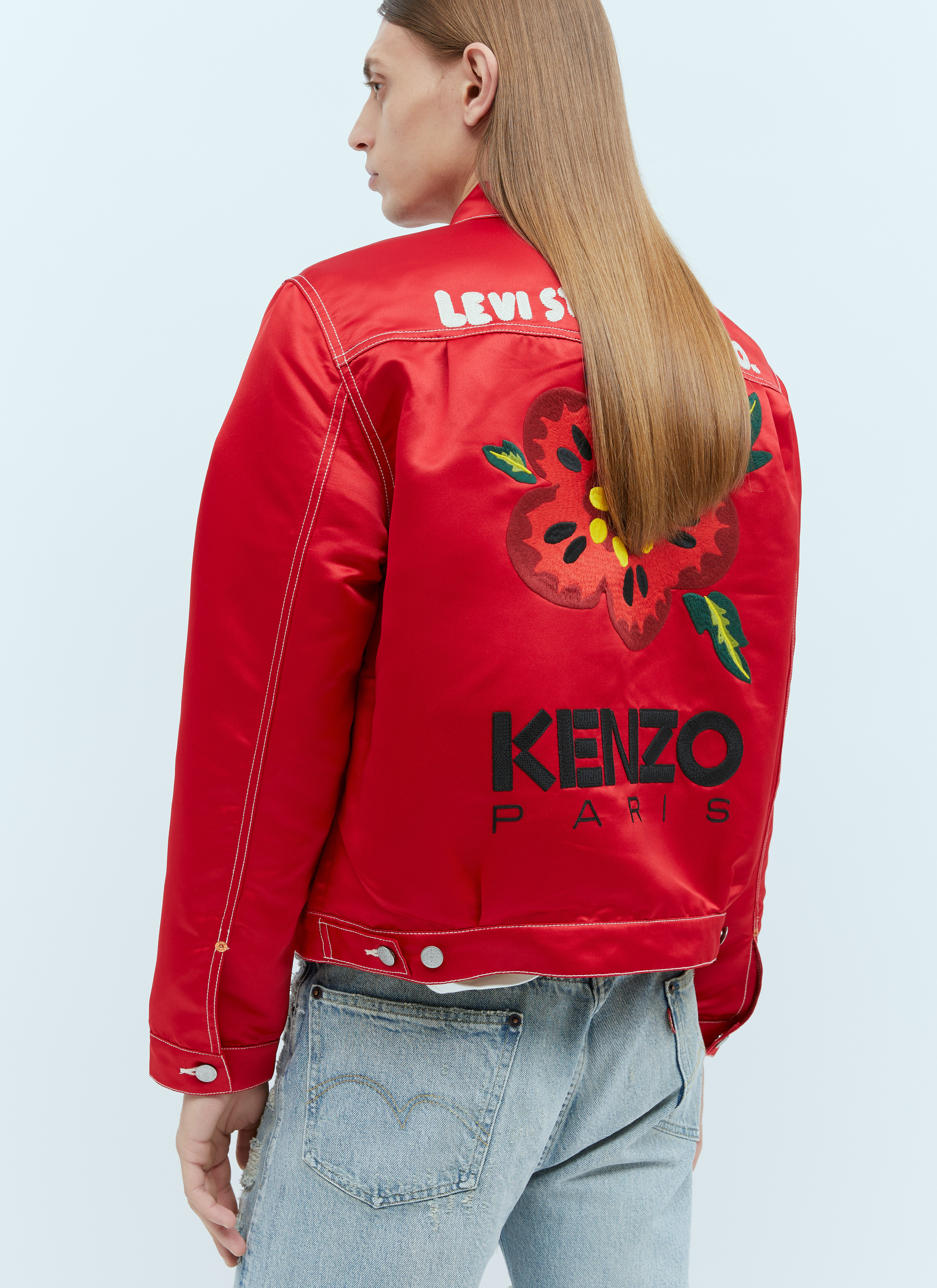 Kenzo x Levi's Men's' Type II Satin Trucker Jacket in Red