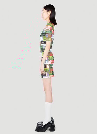 라벨 바디콘 미디 드레스 Kenzo 라벨 바디콘 미디 드레스 그린 knz0252006